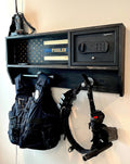Police Duty Gear Rack with Lockbox Safe + FREE Metal Miranda Card—Custom