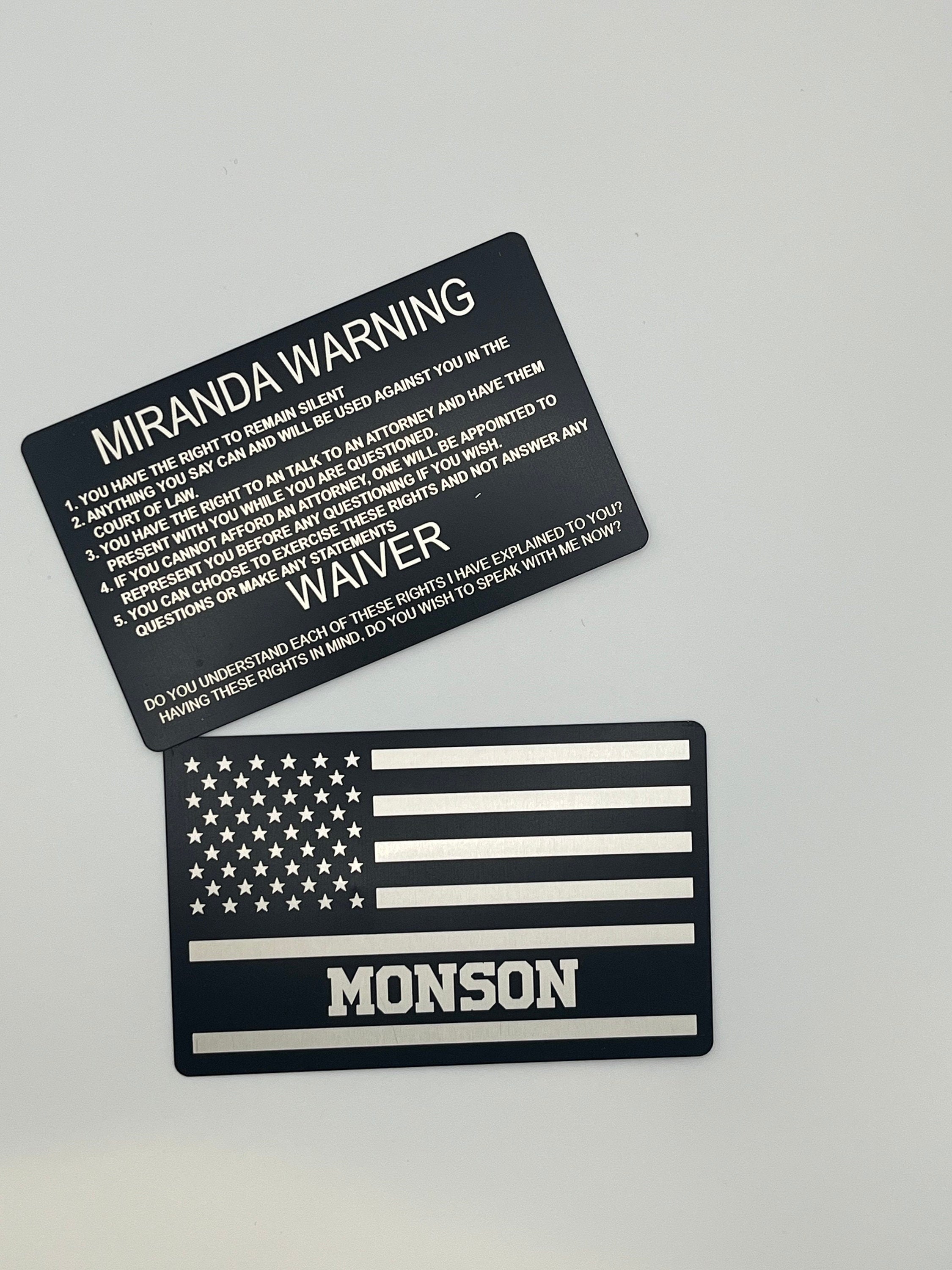 Bulk Metal Miranda Card— 50 pack